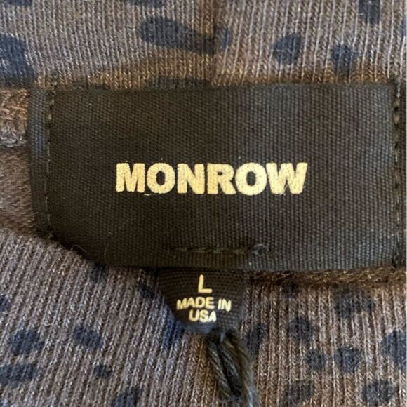 Monrow cheetah print cut off boyfriend crop top sweatshirt NWT size L made USA - Picture 6 of 9